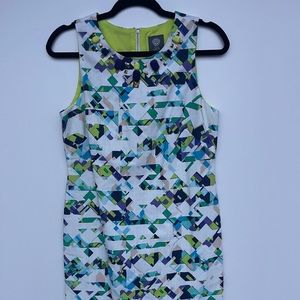 Vince Camuto Vibrant Purple and Green Print Pencil Dress